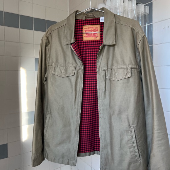 90'S Vintage Work Jacket, Made in USA, Men's Size L polyester Khaki type sage green Vintage Second Hand